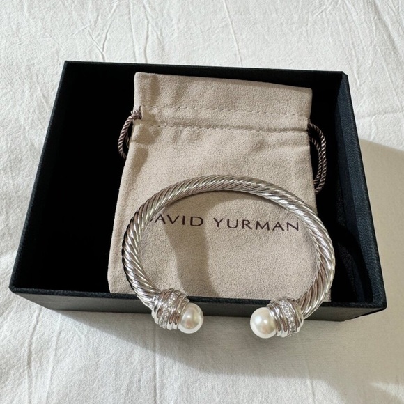 David Yurman Jewelry - David Yurman Silver Bracelet with Pearl Ends 7mm